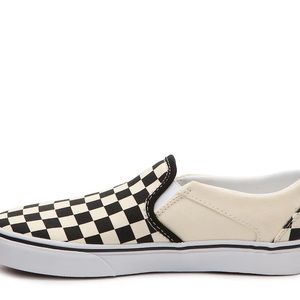 Women’s Size 11 Vans black and White checkerboard slip on shoes.